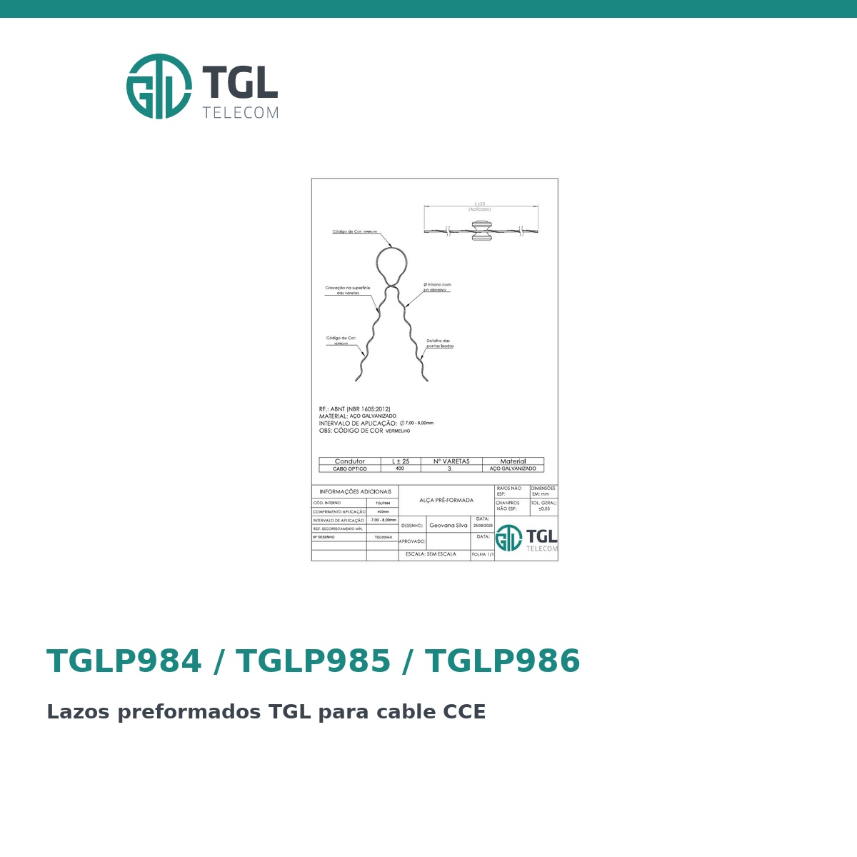 Lazos preformados TGL para cable CCE