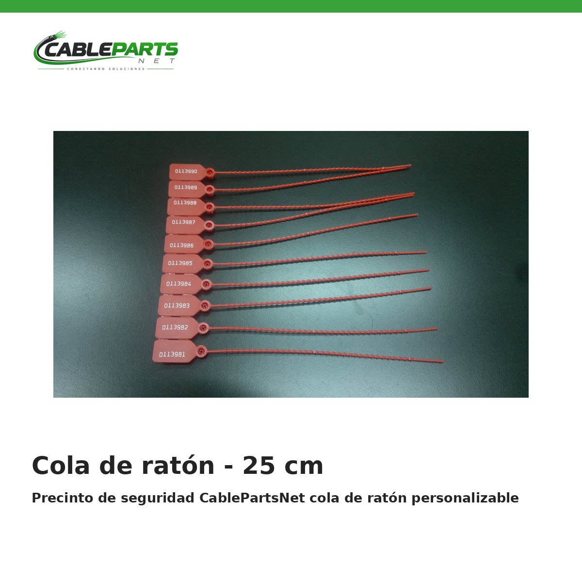 Precinto de seguridad CablePartsNet cola de ratón personalizable