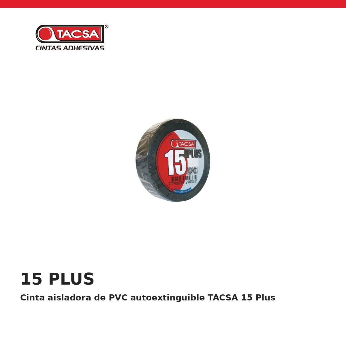 Cinta aisladora de PVC autoextinguible TACSA 15 Plus